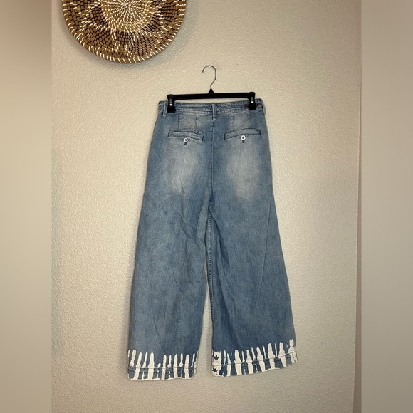 Pilcro And Letterpress Womens Wide Leg Bleach Hem Crop Jeans Size 28 Light Wash - Picture 4 of 6